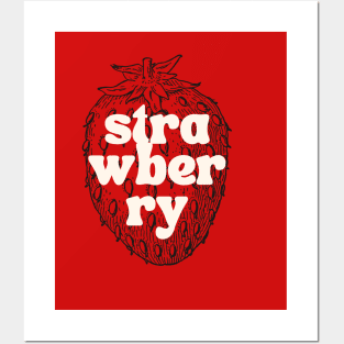 Vintage Strawberry Graphic Illustration - Retro-Inspired Artwork Posters and Art